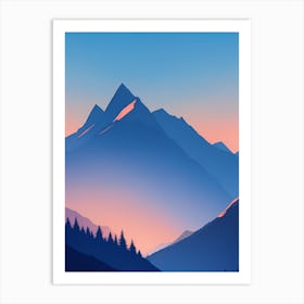 Misty Mountains Vertical Composition In Blue Tone 174 Art Print