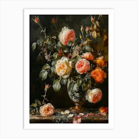 Baroque Floral Still Life Rose 6 Art Print