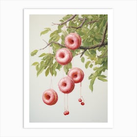 Cherry Donuts Art Print