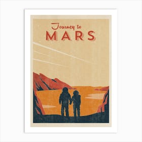 Journey to Mars — Vintage space poster, retro space art, propaganda poster, retrofuturism, retro sci-fi Art Print