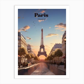 Paris France Romantic Travel Art Art Print