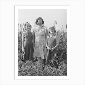 Wife Of Fsa (Farm Security Administration) Client With Her Two Daughters In Garden, Kaffir Corn In Art Print