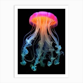 Moon Jellyfish Neon Illustration 4 Art Print