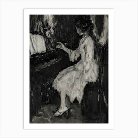 Dark Gothic Woman At The Piano Art Print