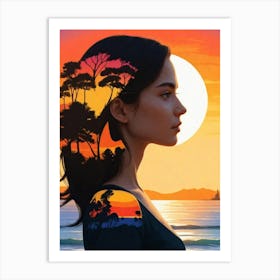 Sunset At The Beach Art Print