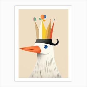 Little Pelican Wearing A Crown Art Print