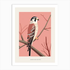 Minimalist American Kestrel 3 Bird Poster Art Print