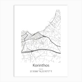 Korinthos,Greece Minimalist Map Art Print