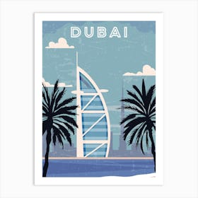 Dubai, UAE — Retro travel minimalist poster Art Print