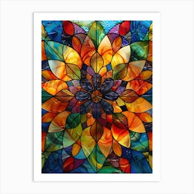 Colorful Stained Glass Flowers 24 Art Print