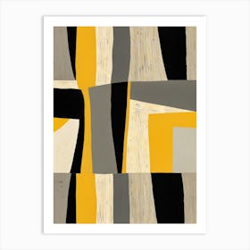 Yellow And Black Squares Art Print