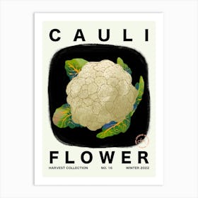 Cauliflower Vegetable Kitchen Typography Art Print