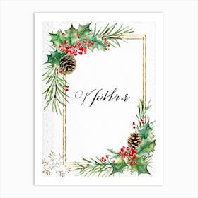 A Watercolor Interpretation Of A Modern Calligraphy Christmas Greeting Flourishes Adding An Elegant (6) Art Print