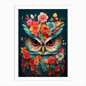 Bird With A Flower Crown Owl 1 Art Print