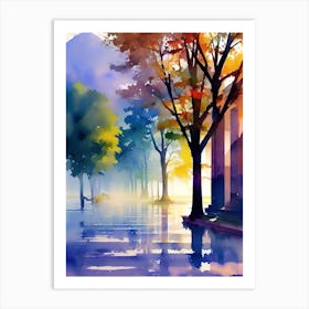 Watercolor Of Trees 3 Art Print