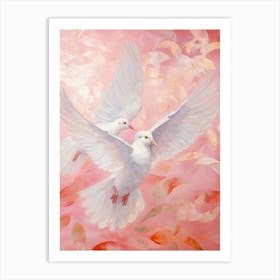 Pink Ethereal Bird Painting Dove 2 Art Print