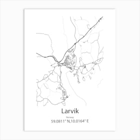 Larvik,Norway Minimalist Map Art Print