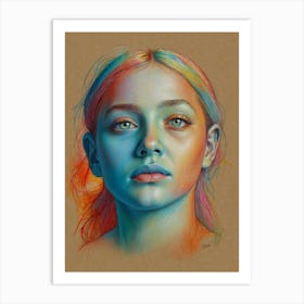 Girl With Colorful Hair 1 Art Print