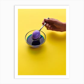 Hand Holding A Bowl Of Liquid Art Print