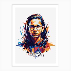 Skrillex 01 Portrait Music Icon WPAP Pop Art Style Art Print