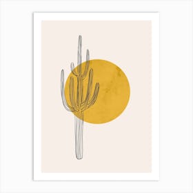 Desert Cactus and Sun Art Print