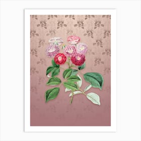 Vintage Seven Sister's Rose Botanical on Dusty Pink Pattern n.2545 Art Print