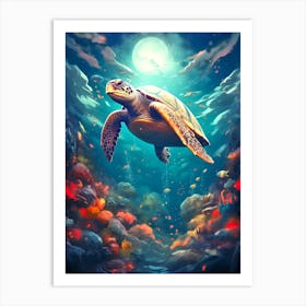 Sea Turtle In The Ocean Art Print