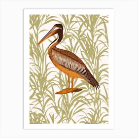 Brown Pelican William Morris Style Bird Art Print