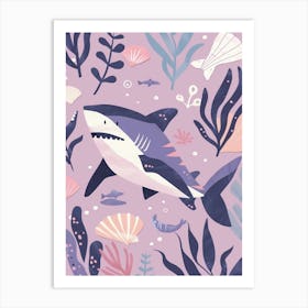Purple Carpet Shark Illustration 1 Art Print