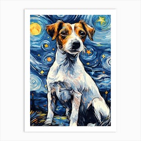 Jack Russel Terrier Starry Night Dog Portrait Art Print