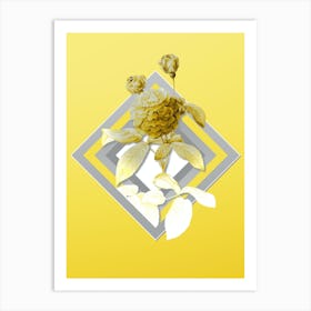 Botanical Agatha Rose in Bloom in Gray and Yellow Gradient n.356 Art Print