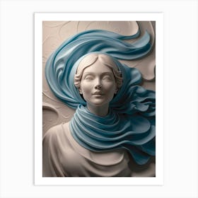 Woman With A Blue Scarf Art Print