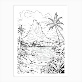 The Island Of Motunui (Moana) Fantasy Inspired Line Art 1 Art Print