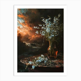 Baroque Floral Still Life Forget Me Nots 1 Art Print