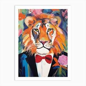 Lion In A Suit Painting Art Print