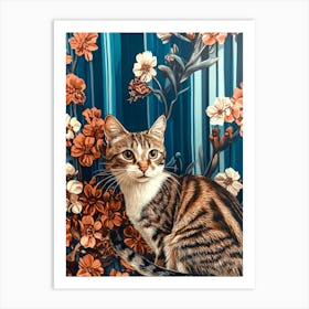 Cat In Flowers 11 Art Print