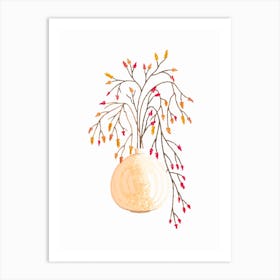 Branches With Berries In Vase 2 Art Print