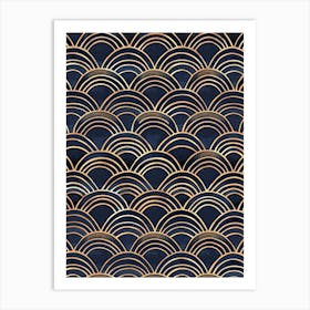 Gold And Blue Waves Art Print