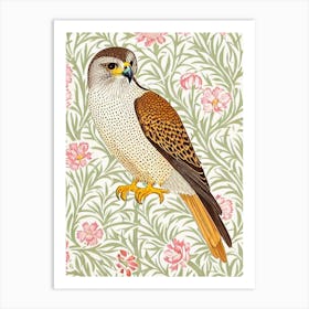 Falcon William Morris Style Bird Art Print