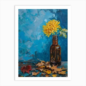 Yellow Chrysanthemum In A Bottle 1 Art Print