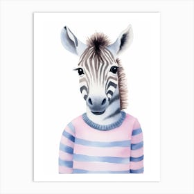 Baby Animal Watercolour Zebra 2 Art Print