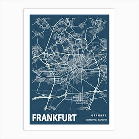 Frankfurt Blueprint City Map 1 Art Print