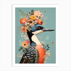 Bird With A Flower Crown Loon 3 Art Print