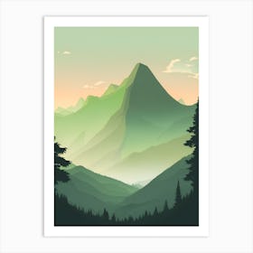 Misty Mountains Vertical Composition In Green Tone 86 Art Print