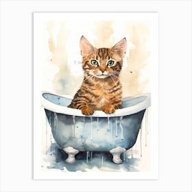 Begal Cat In Bathtub Bathroom 2 Art Print