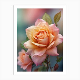 Peach Roses Art Print