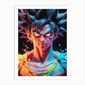 Goku Dragon Ball Z Neon Iridescent (29) Art Print