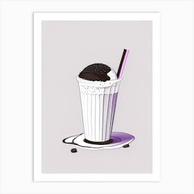 Oreo Milkshake Dairy Food Minimal Line Drawing Art Print