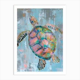 Impressionism Pastel Inspired Sea Turtle 2 Art Print