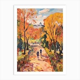 Autumn City Park Painting Villa Borghese Gardens Rome 2 Art Print